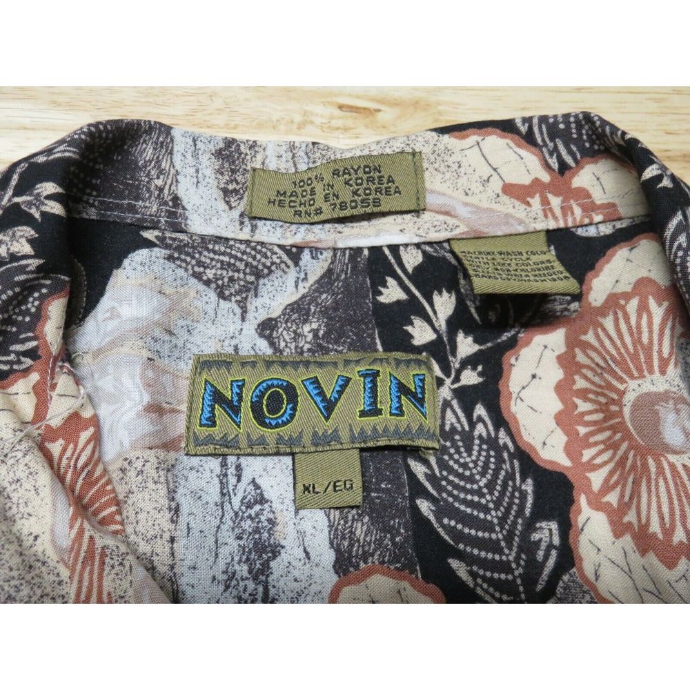 Mens Vintage NOVIN Hawaiian Rayon Shirt Short Sleeve Button Front Size XL Floral - Picture 7 of 9